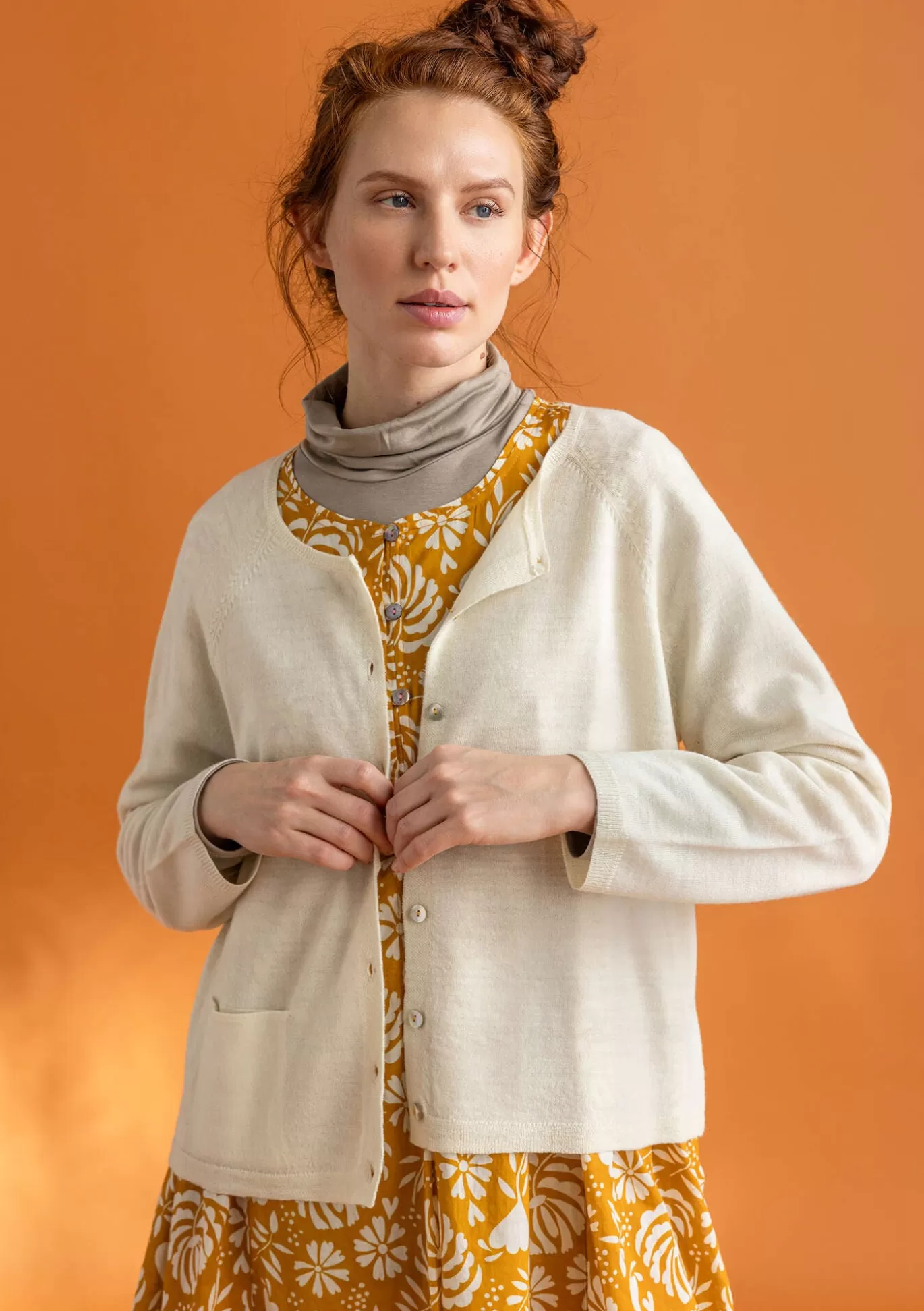 Gudrun Sjödén Kofta i ekologisk ull Ofärgad Cheap