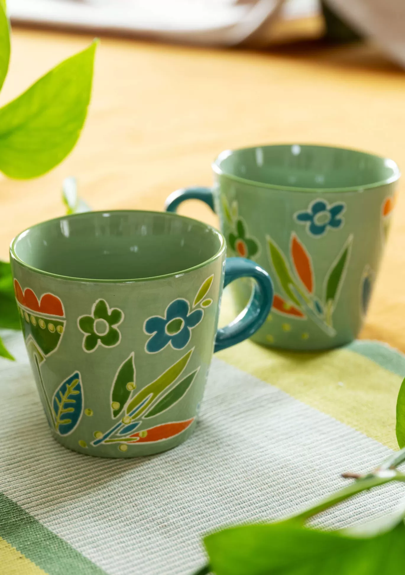 Gudrun Sjödén Mugg "Flower pots" i keramik Äppelgrön Flash Sale