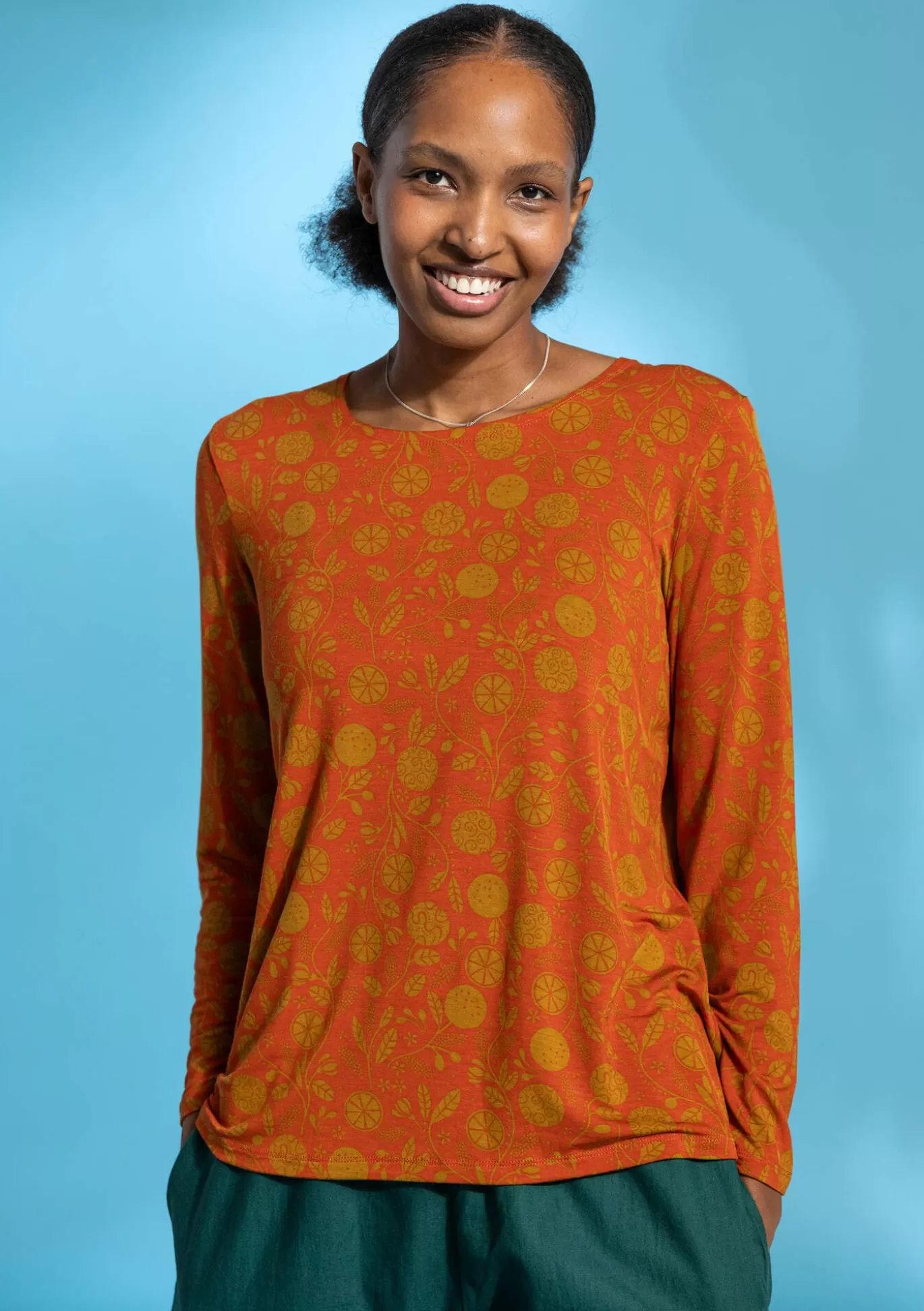 Gudrun Sjödén Top "Pomerans" i modal/elastan Brändorange Outlet