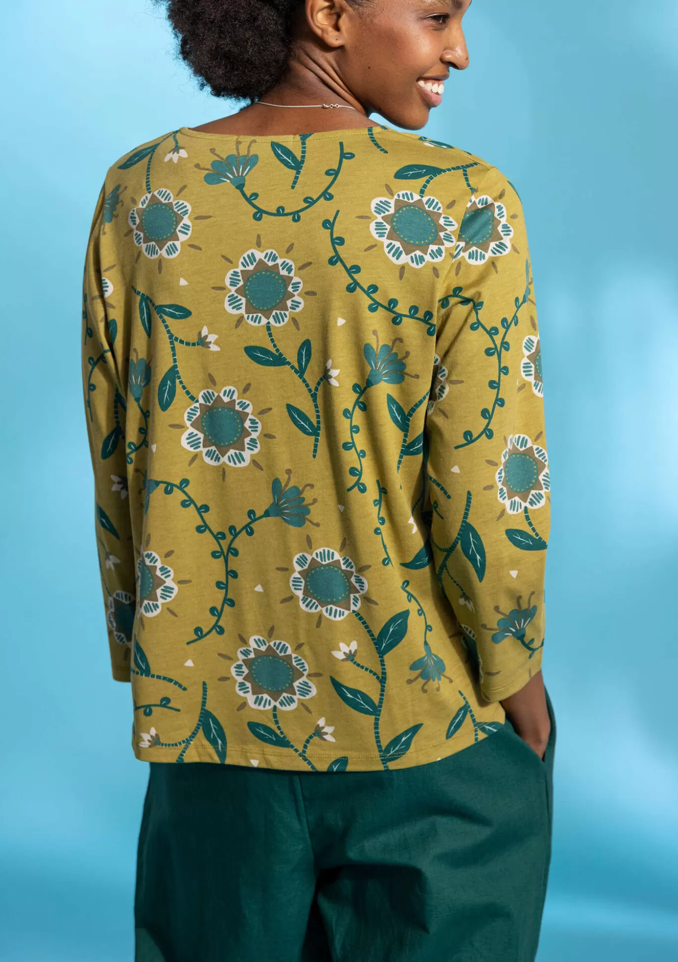 Gudrun Sjödén Top "Strandglim" i ekologisk bomull/modal Oliv Outlet