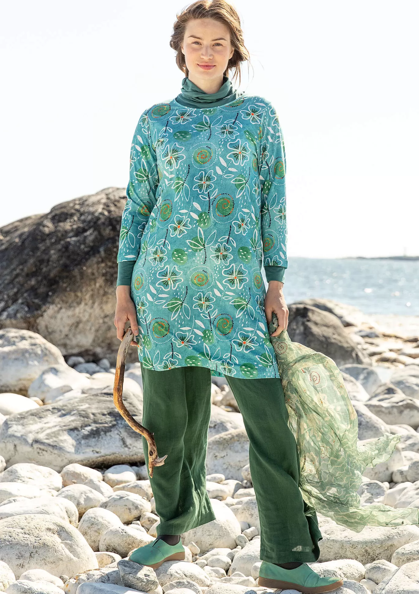 Gudrun Sjödén Trikåklänning "Bhumika" i ekologisk bomull/modal Blåskrika Shop
