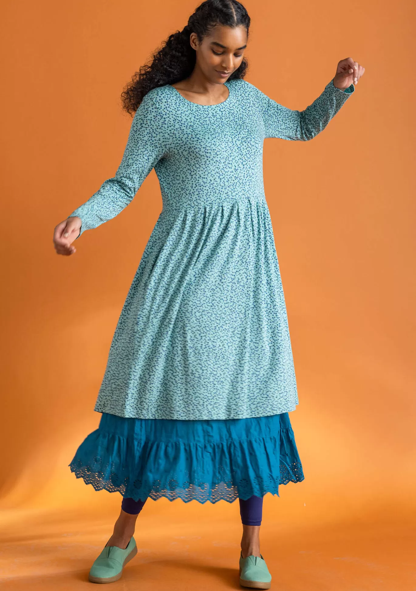 Gudrun Sjödén Trikåklänning "Helga" i lyocell/elastan Jade/mönstrad Store