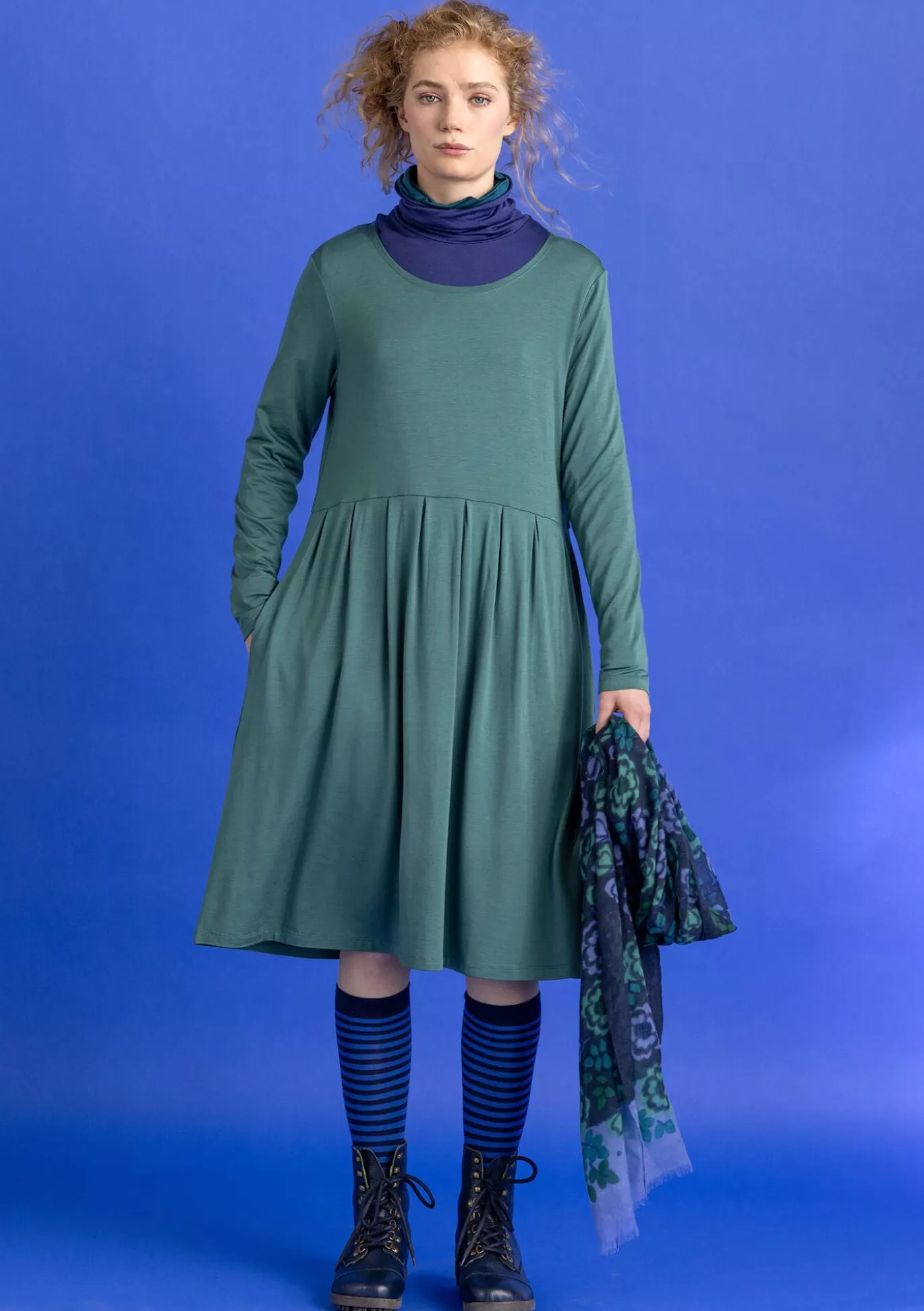 Gudrun Sjödén Trikåklänning "Helga" i lyocell/elastan Opalgrön Discount