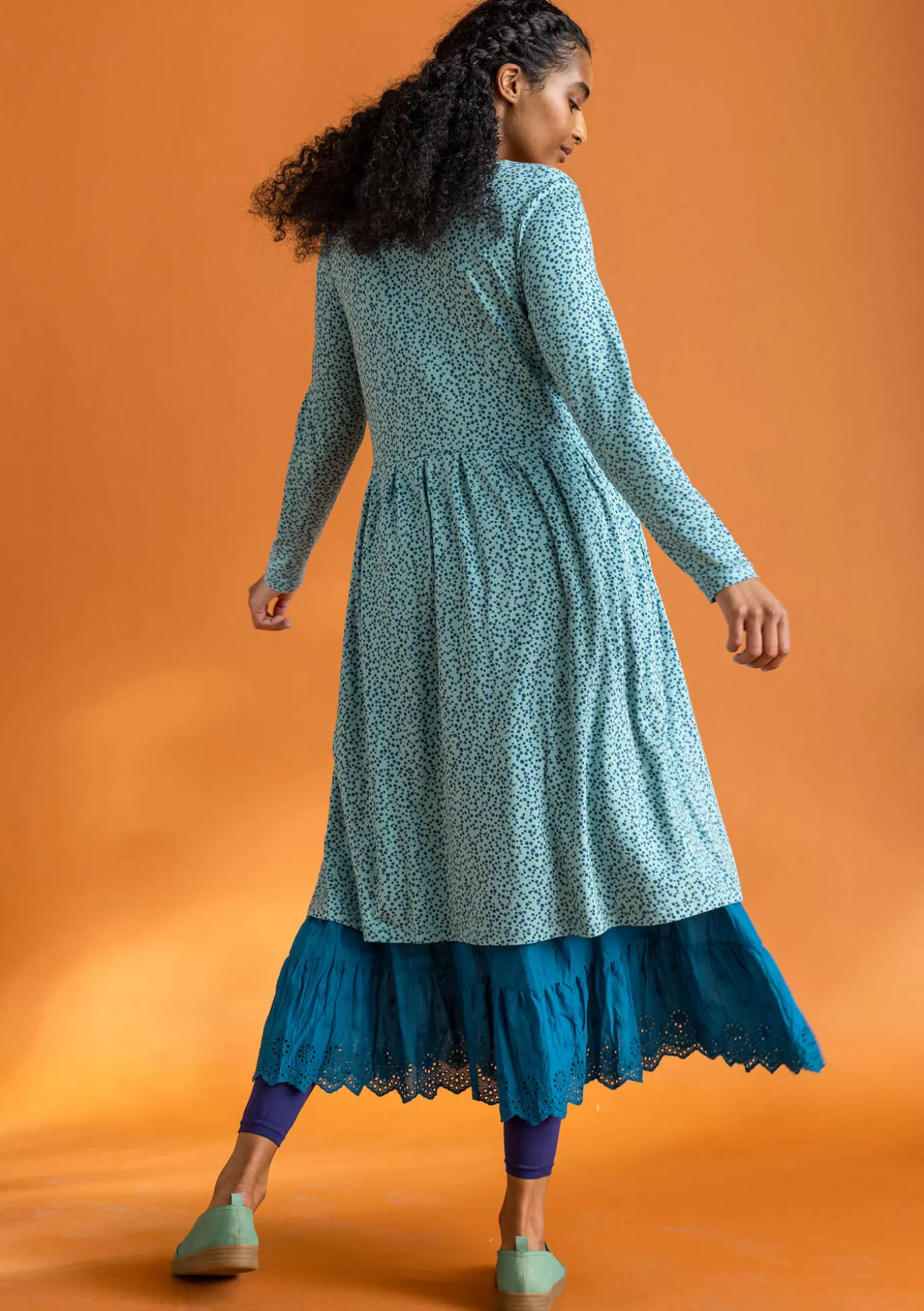 Gudrun Sjödén Trikåklänning "Helga" i lyocell/elastan Jade/mönstrad Store
