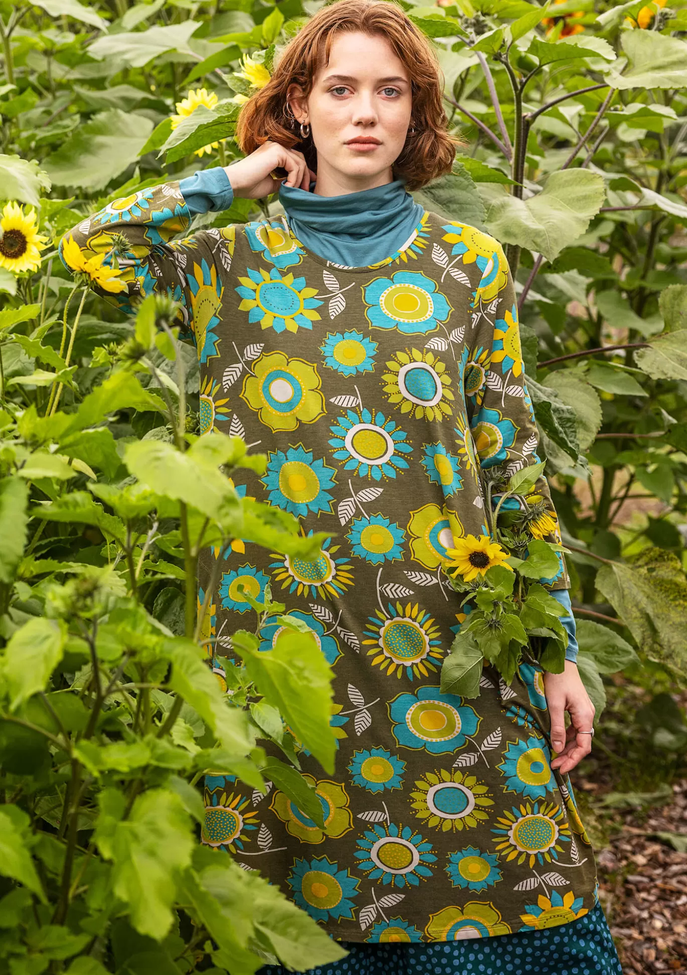 Gudrun Sjödén Trikåklänning "Sunflower" i lyocell/elastan Mossgrön Shop