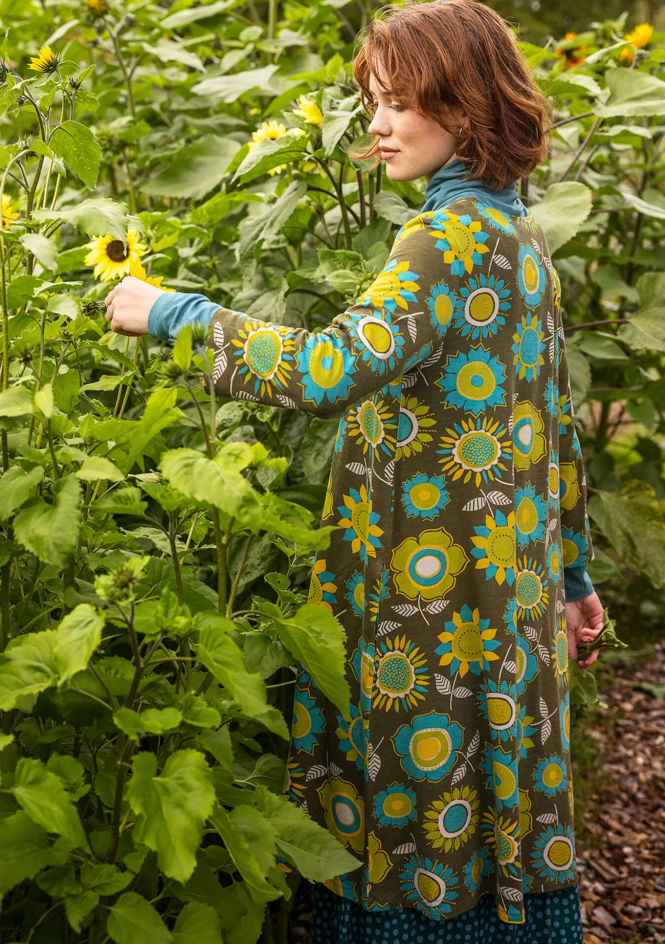 Gudrun Sjödén Trikåklänning "Sunflower" i lyocell/elastan Mossgrön Shop