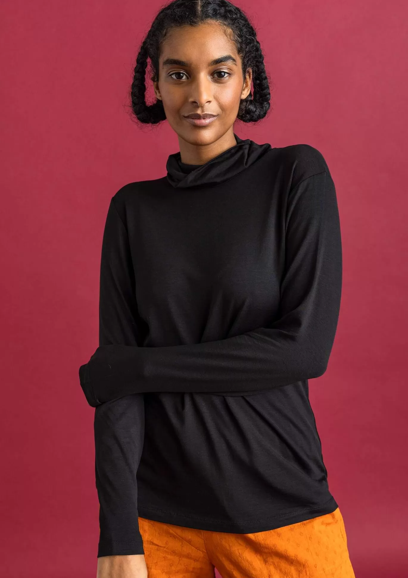 Gudrun Sjödén Trikåpolo i lyocell/elastan Svart Fashion