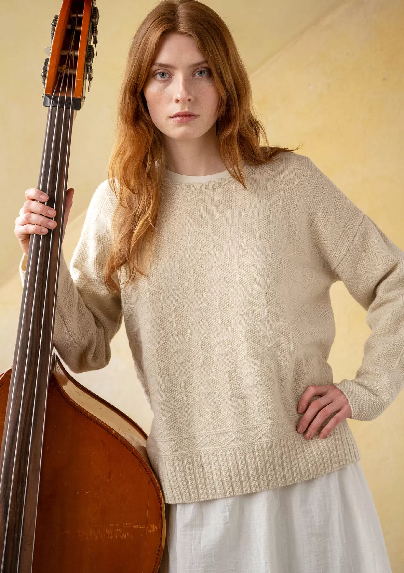 Gudrun Sjödén Tröja "Vega" i lammull Fjäder/neps Sale