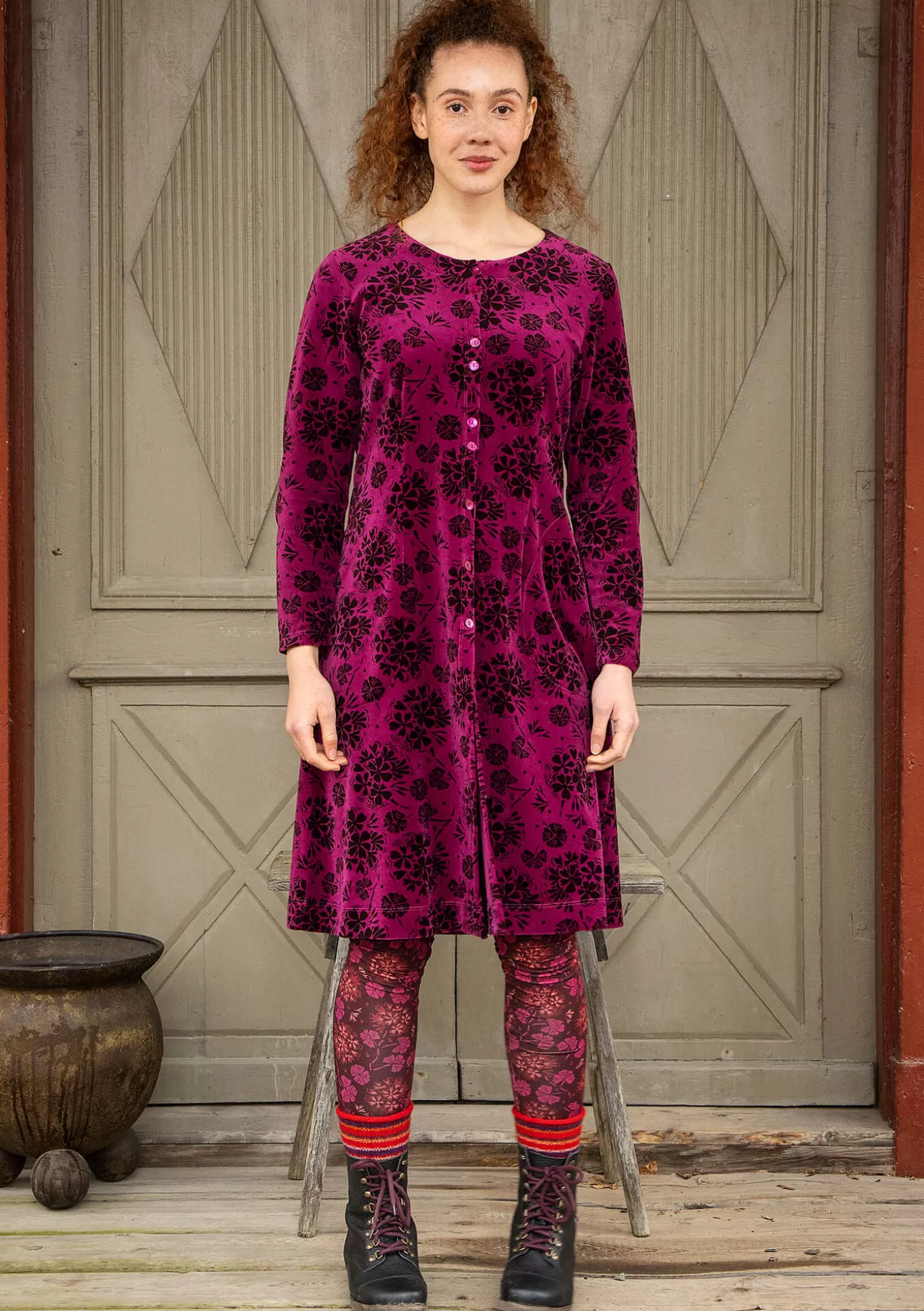 Gudrun Sjödén Velourklänning "Selma" i ekologisk bomull/återvunnen polyester Vindruva Best Sale