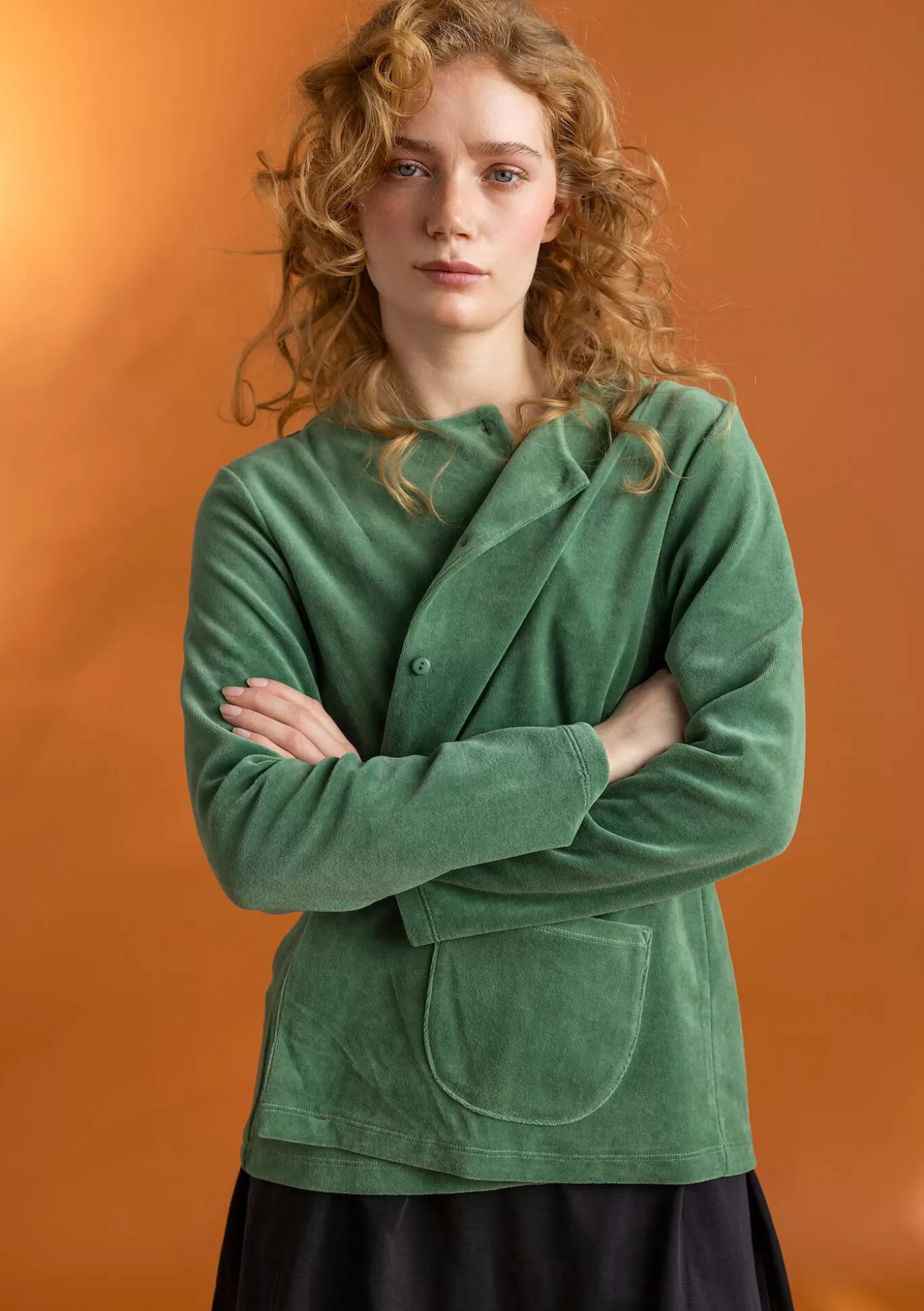 Gudrun Sjödén Velourkofta i ekologisk bomull/återvunnen polyester Havsgrön Online
