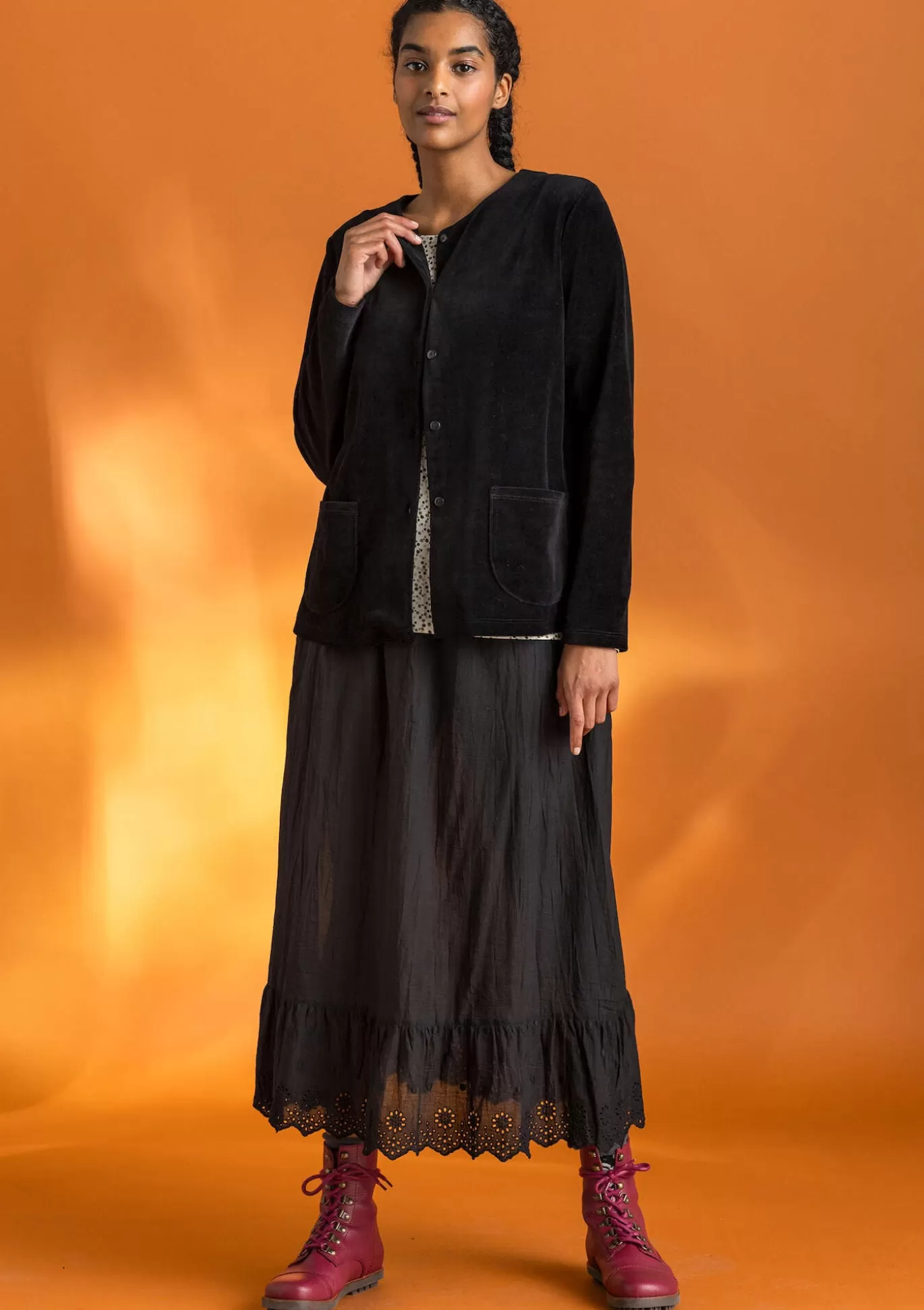 Gudrun Sjödén Velourkofta i ekologisk bomull/återvunnen polyester Svart New