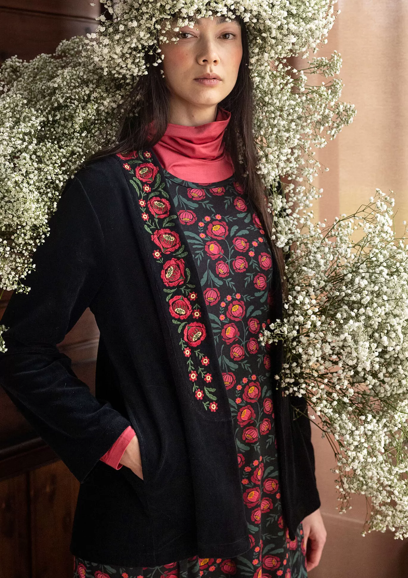 Gudrun Sjödén Velourkofta "Nora" i ekologisk bomull/återvunnen polyester Svart Cheap