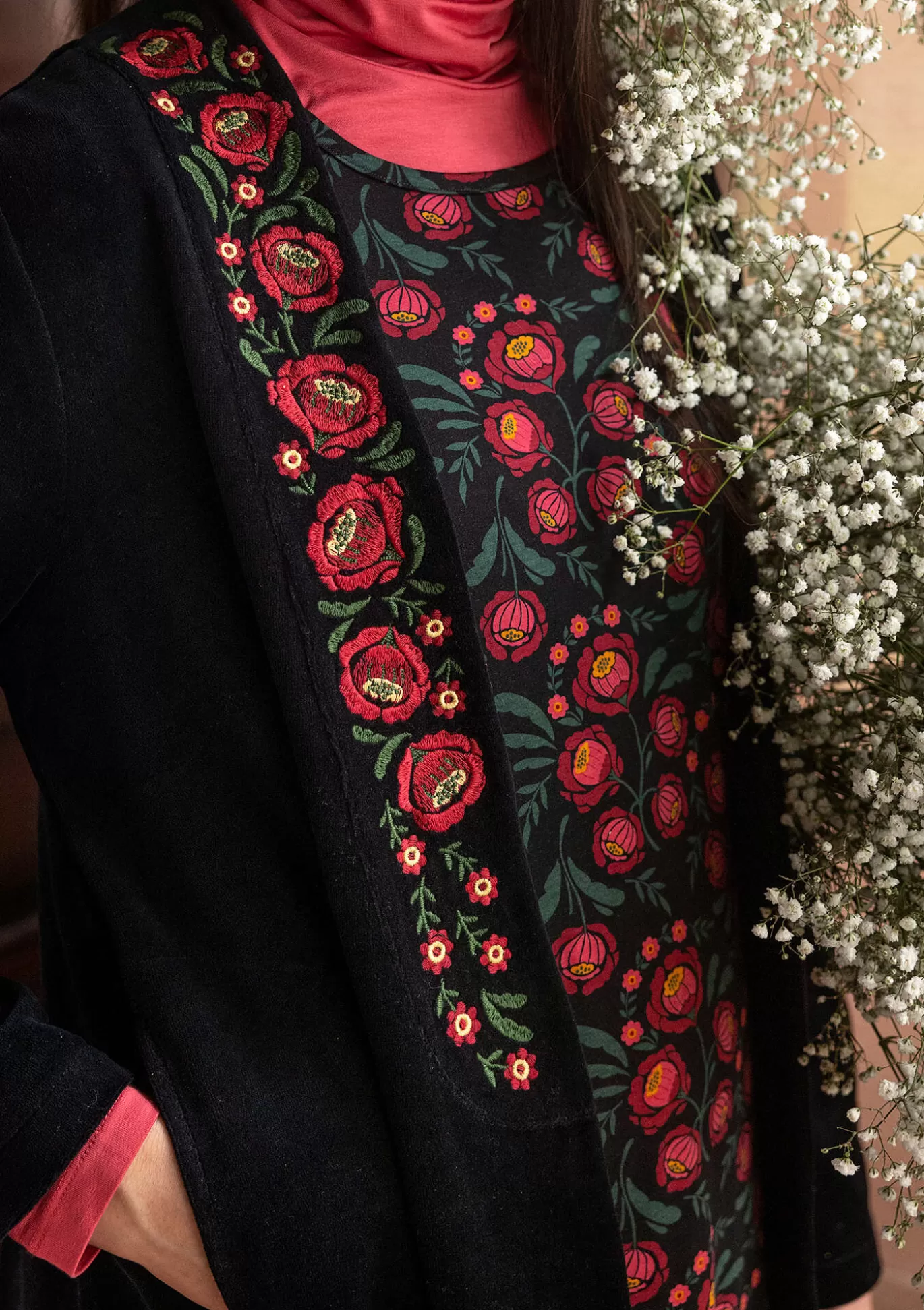 Gudrun Sjödén Velourkofta "Nora" i ekologisk bomull/återvunnen polyester Svart Cheap
