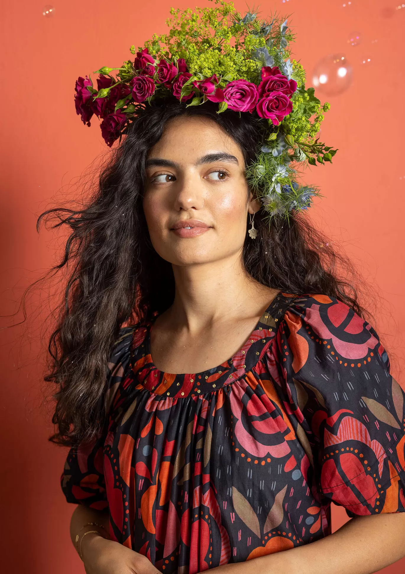 Gudrun Sjödén Vävd klänning "Great Rose" i ekologisk bomull/siden Svart Hot