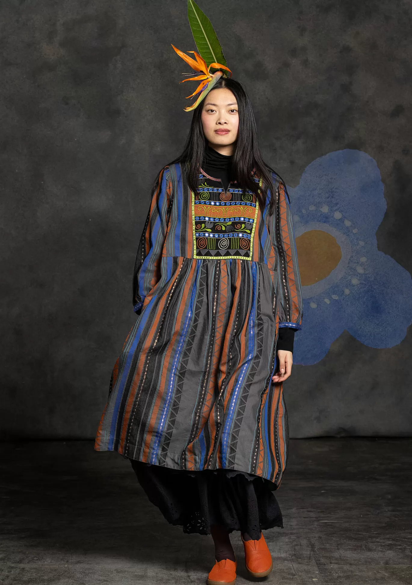 Gudrun Sjödén Vävd klänning "Jaipur" i ull/bomull Svart Fashion