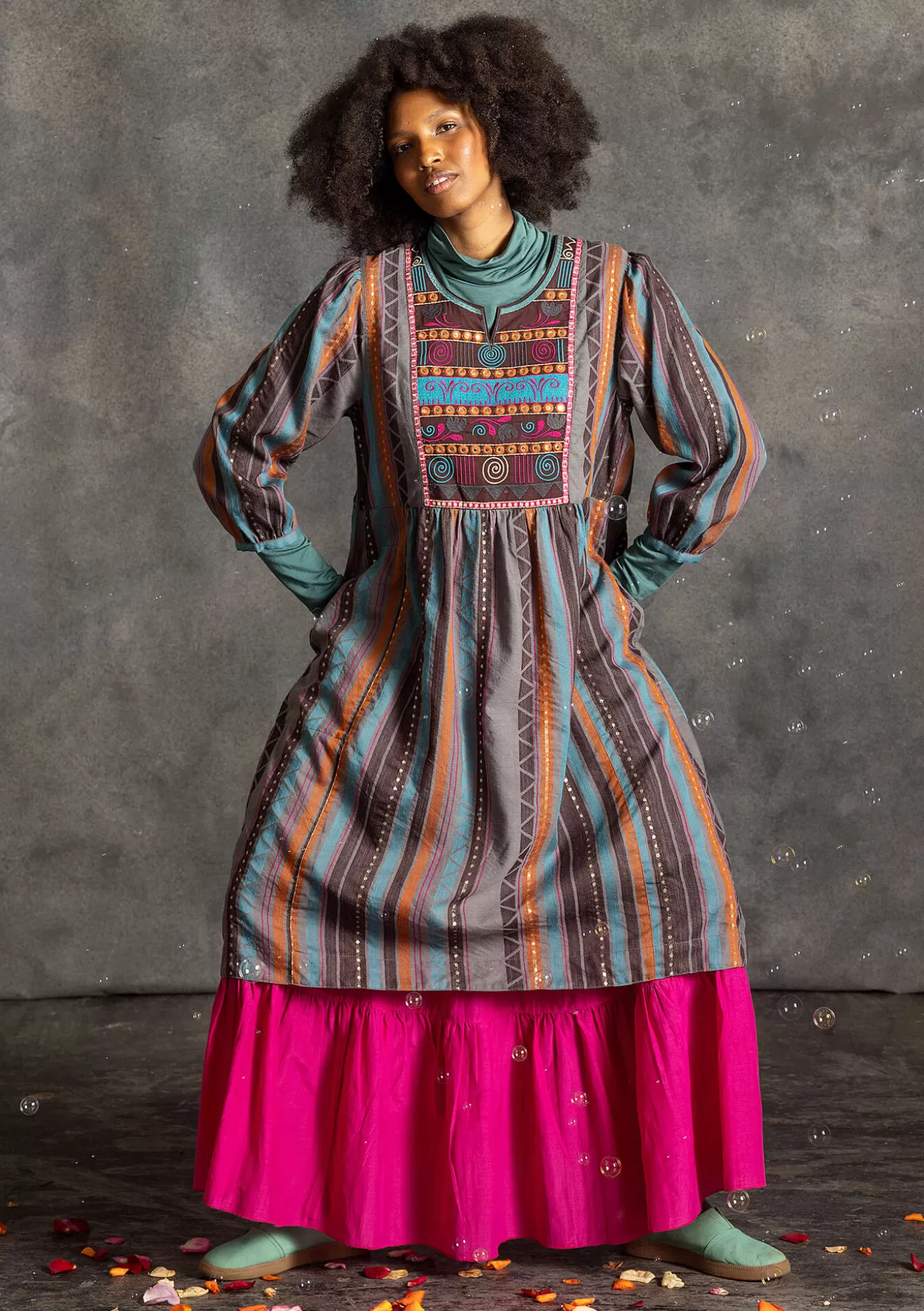 Gudrun Sjödén Vävd klänning "Jaipur" i ull/bomull Aubergine Flash Sale