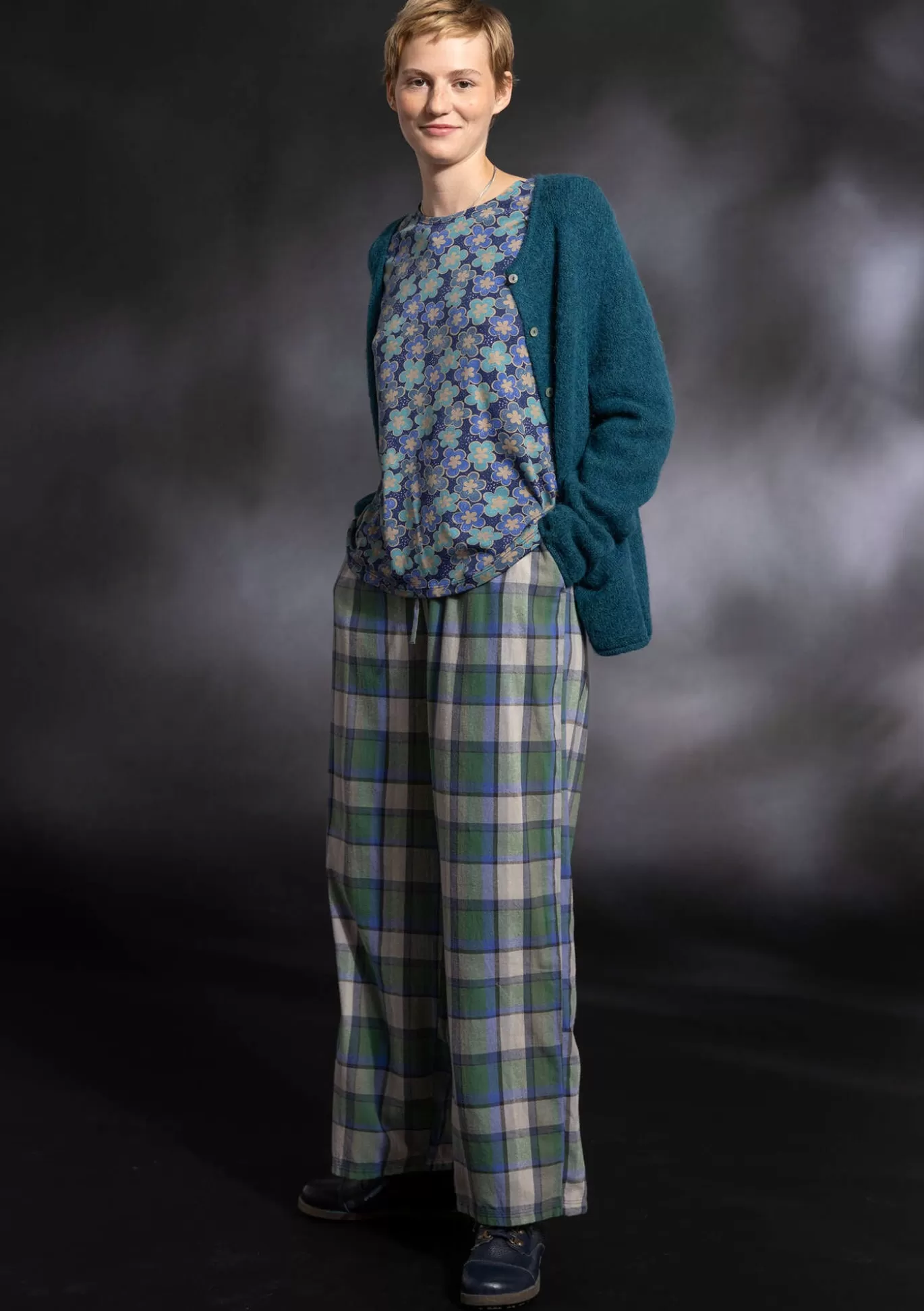 Gudrun Sjödén Vävd pyjamasbyxa "Skagen" i ekologisk bomull Havsgrön Shop